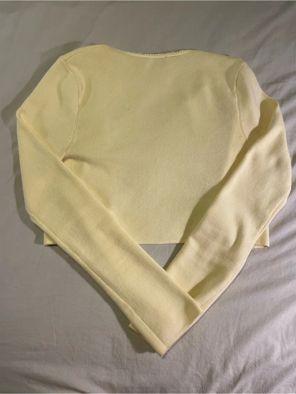 Edikted Yellow Cropped Open-Front Sweater
